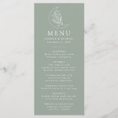 Elegante Maan en Sterren Sage Groene Bruiloft Menu (Voorkant)