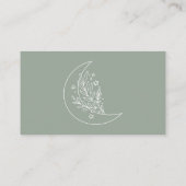 Elegante Maan en Sterren Sage Groene Bruiloft Webs Informatiekaartje (Achterkant)