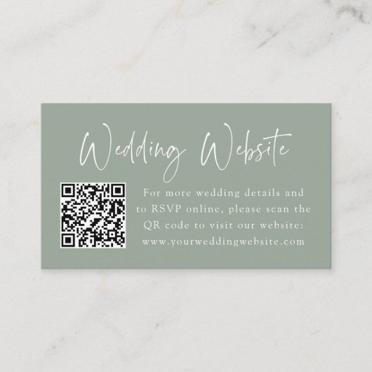 Elegante Maan en Sterren Sage Groene Bruiloft Webs Informatiekaartje (Voorkant)