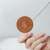 Elegante maan en sterren Terracotta bruiloft gunst Ronde Sticker