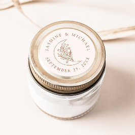 Elegante maan en sterren Terracotta bruiloft gunst Ronde Sticker