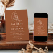 Elegante maan en sterren Terracotta bruiloft Kaart