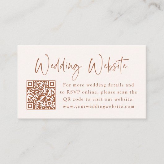 Elegante Maan en Sterren Terracotta Bruiloft Websi Informatiekaartje (Voorkant)