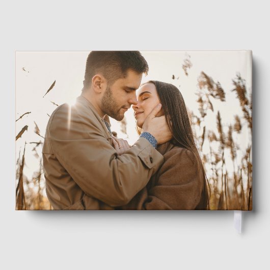 Elegante Maan en Sterren Terracotta Foto Bruiloft Gastenboek (Achterkant)