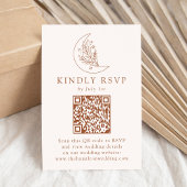 Elegante Maan en Sterren Terracotta QR Code Bruilo RSVP Kaartje