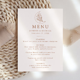 Elegante Maan en Sterren Terracotta Trouwmenu Menu
