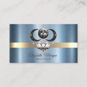 Elegante Maan Lotus Blauw Metaal  Visitekaartje