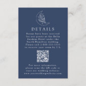 Elegante maan marine bruiloft details QR-code Informatiekaartje (Voorkant)