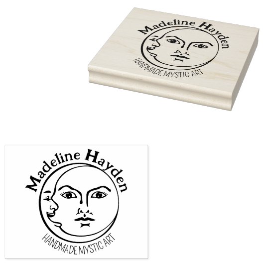 Elegante maan, Mystic Custom Logo, groot Rubberstempel (Gestempeld)