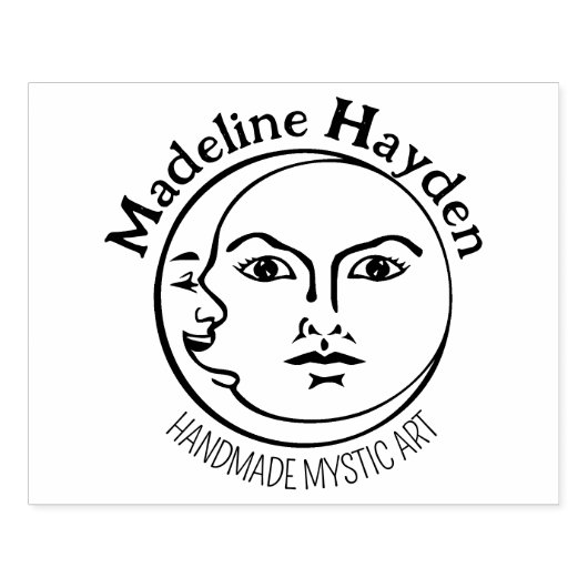 Elegante maan, Mystic Custom Logo, groot Rubberstempel (Afrduk)