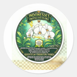 Elegante Maan Orchidee Kunst - Iconische Indonesis Ronde Sticker