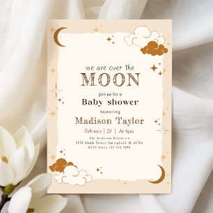 Elegante Maan Sikkel Baby Shower Uitnodiging
