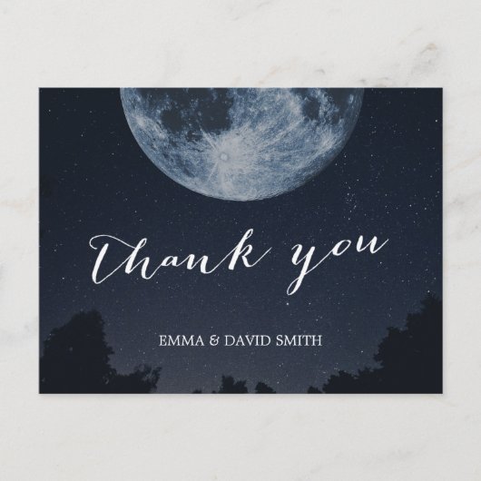 Elegante Maan & Sterren bruiloft Dank u Briefkaart (Voorkant)