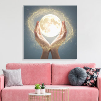 "Elegante Maan Wandkunst – Minimalistische Maan Ca Canvas Afdruk