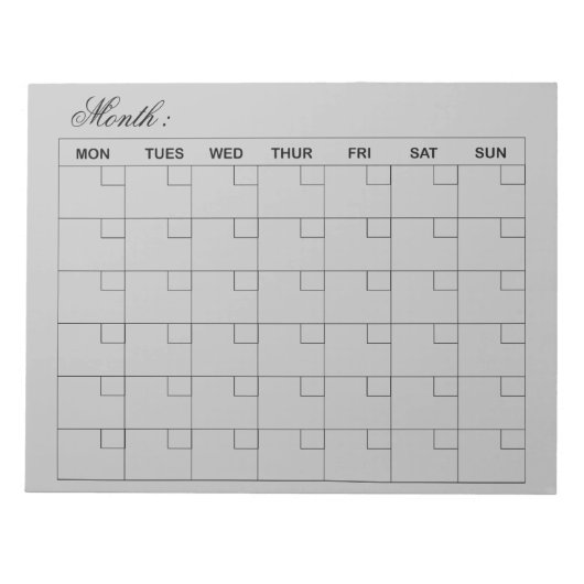 Elegante maandelijkse agenda planner notitieblok (Voorkant)
