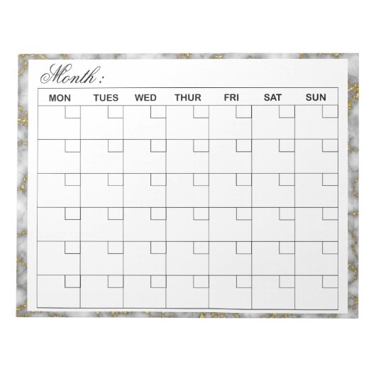 Elegante maandelijkse agenda planner notitieblok (Voorkant)