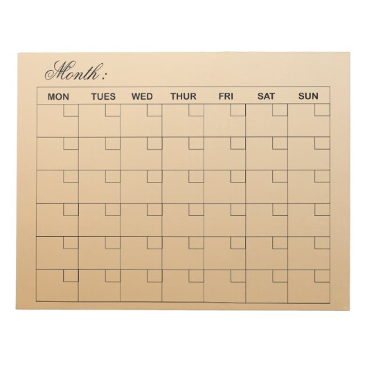 Elegante maandelijkse agenda planner notitieblok (Voorkant)