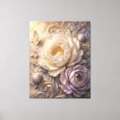 Elegante Maanverlichte Vorstbloem | Luxe Gepreste Canvas Afdruk (Voorkant)