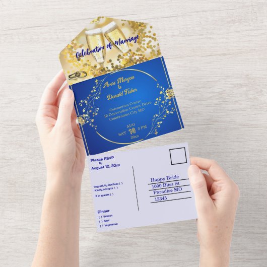 Elegante maar eenvoudige bruiloft all in one uitnodiging (Afscheurbaar)