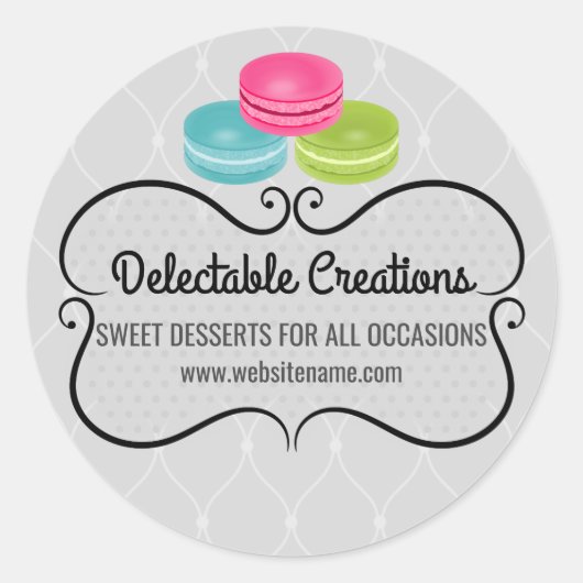 Elegante Macaron Bakkerij Box Seals Ronde Sticker (Voorkant)
