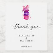 Elegante Macaron Roze Bow Coquette bruiloft Wijn Etiket (Enkel label)