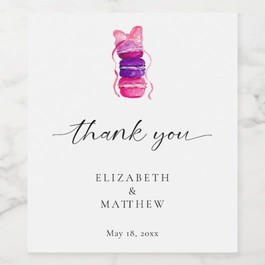 Elegante Macaron Roze Bow Coquette bruiloft Wijn Etiket (Enkel label)