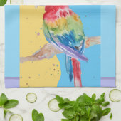 Elegante Macaw Parrot Waterverf Pastelkleuren Theedoek (Gevouwen)