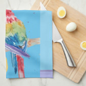 Elegante Macaw Parrot Waterverf Pastelkleuren Theedoek (Quarter Fold)