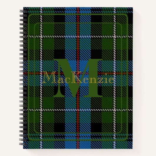 Elegante MacKenzie Clan Tartan Monogrammteken Notitieboek (Voorkant)