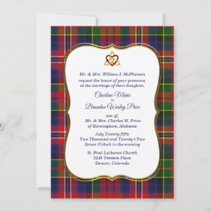 Elegante MacPherson Tartan Plaid Huwelijksuitnodig Kaart