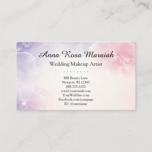 *~* Elegante Macro Foto Roze Lavendel Bloemen Visitekaartje (Achterkant)