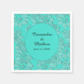 Elegante madeliefjes in bloementurquoise bruiloft servet (Voorkant)