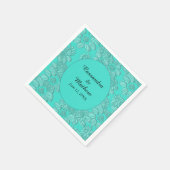 Elegante madeliefjes in bloementurquoise bruiloft servet (Hoek)