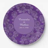 Elegante madeliefjes in Floral Royal Paarse bruilo Papieren Bordje (Voorkant)