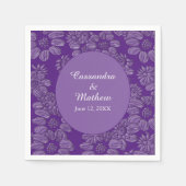 Elegante madeliefjes in Floral Royal Paarse bruilo Servet (Voorkant)
