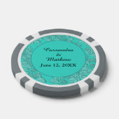 Elegante madeliefjes in turquoise bruiloft poker chips (Enkel)