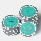 Elegante madeliefjes in turquoise bruiloft poker chips (Opstapeling)