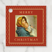 Elegante Madonna & Kind Religieuze Kerstmis Bedankjes Labels (Voorkant)