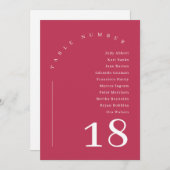 Elegante Magenta Arch Trouwstoel Zittabel Kaart (Voorkant / Achterkant)