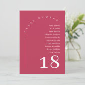 Elegante Magenta Arch Trouwstoel Zittabel Kaart (Staand voorkant)