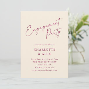 Elegante Magenta Bescheiden Calligrafie Verloving Kaart