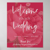 Elegante Magenta Bloemen verwelkomen U op Onze Bru Poster (Voorkant)