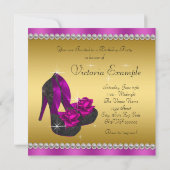 Elegante Magenta en Gouden Verjaardagsfeest Kaart (Achterkant)
