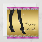 Elegante Magenta en Gouden Verjaardagsfeest Kaart (Voorkant)