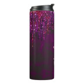 Elegante magenta glitter druipt bruidsjubileum thermosbeker (Gedraaid links)