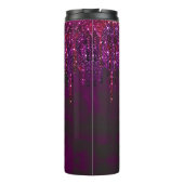 Elegante magenta glitter druipt bruidsjubileum thermosbeker (Achterkant)