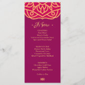Elegante magenta gouden mandala indiaanse bruiloft menu (Voorkant)