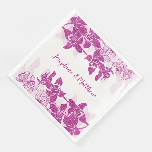 Elegante magenta orchidee bloemenbruiloft Waterver Servet (Hoek)