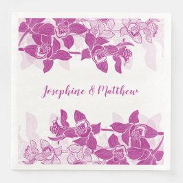 Elegante Magenta Orchidee Bloemige Waterverf Bruil Servet