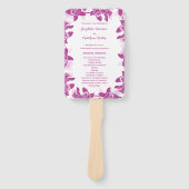 Elegante magenta orchidee bruiloft ceremonie progr handwaaier (Voorkant)
